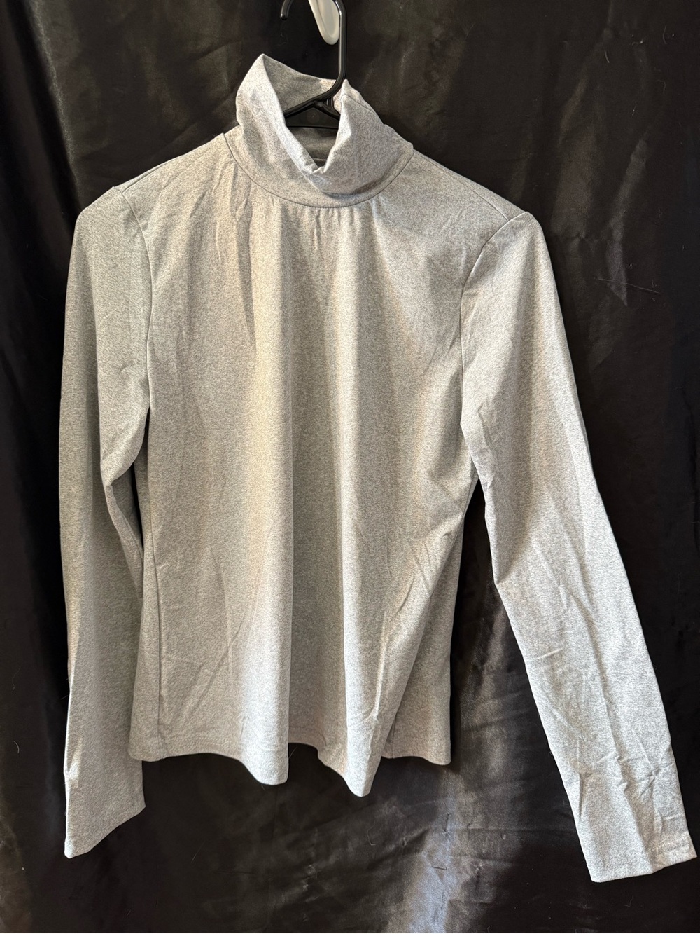 Classic Silver Gray Mock Neck Long Sleeve Top